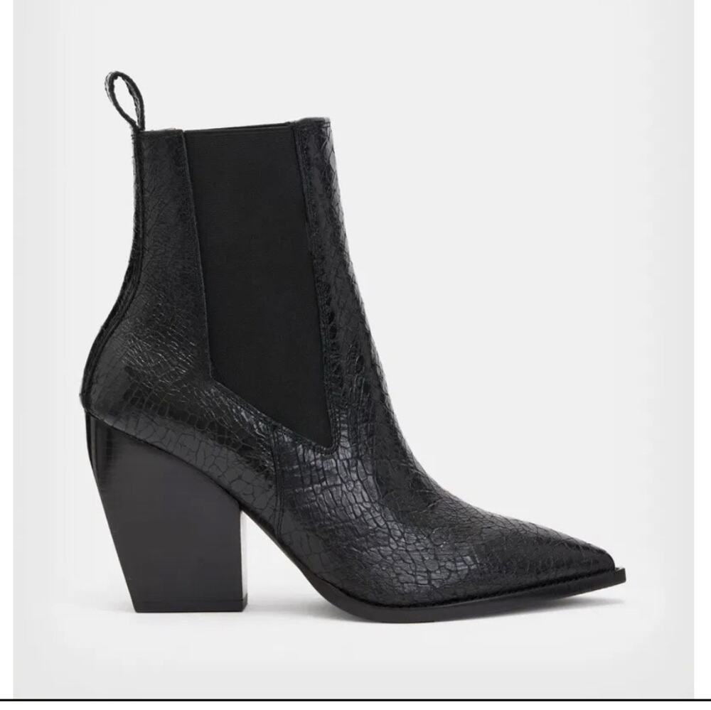 All saints Ria Crinkle Boors Crocodile Leather Sz 11 New no boc